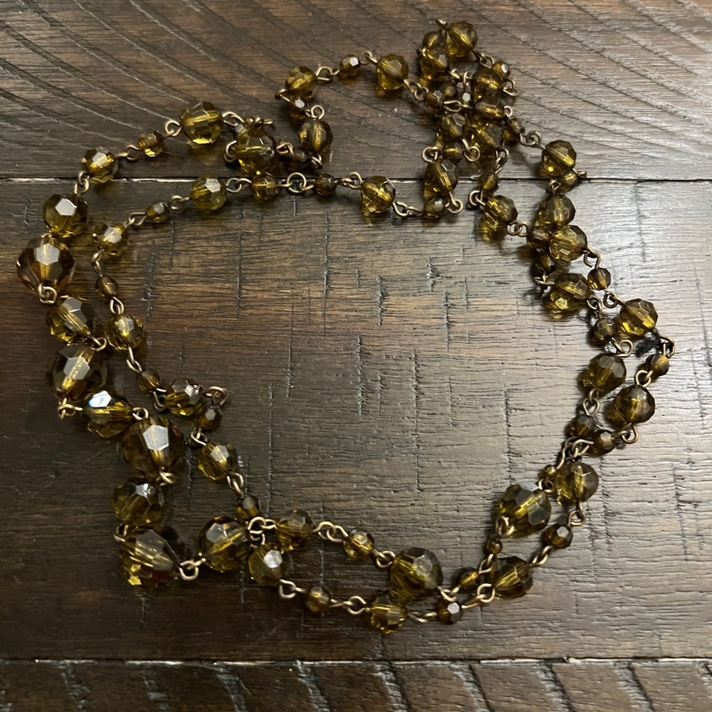 Long Green Beaded Necklace